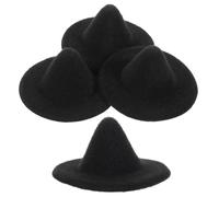 Angoily 4pcs Mini Witch Hats Black 10cm Tiny Doll Witch Hat Miniature DIY Craft Accessories for Halloween Party Decorations and Dollhouse Props