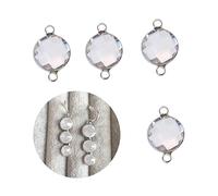 Angoily 4Pcs Multi Hole Round Crystal Charms Connectors for Jewelry Making DIY Accessories White Random Color for Bracelets and Crafts Random Color