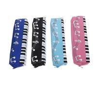 Angoily 4Pcs Music Note Pencil Case for Piano Pattern Pen Pouch with Ample Storage Wear Resistant Stationery Organizer for Students in Black Blue Light Blue Pink
