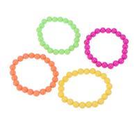 Angoily 4pcs Neon Plastic Bead Bracelet Set for Party Dress, Comfortable and Not Fade, Retro 70s 80s Style Beaded Bracelet for Women and Daily Wear and Dance Party