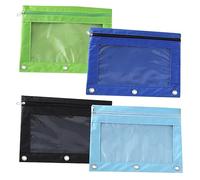 Angoily 4pcs Oxford Cloth Binder Pencil Case Stationery Bag Zipper Pouch Mesh Pencil Pouch for Binder Lihit Lab Pen Holder