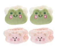 Angoily 4pcs Plush Wash Bands for Women, Comfortable and Washable Wristbands with Adorable Colour Designs, for Face Washing, Skincare, Spa, and Sports Use Assorted style