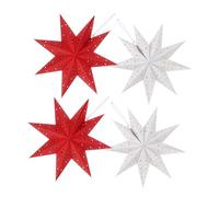Angoily 4pcs Point Christmas Star Paper Lanterns Hollow Hanging Paper Lampshades Red White Festive Holiday Decor for Wedding Party Year Celebration