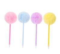 Angoily 4pcs Pom Pom Ballpoint Pens Cute Fluffy Writing Pens for Office School Ergonomic Design Portable Fun Study Stationery Gift