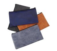 Angoily 4pcs PU Leather Zippered Money Pouch Portable Cash with Secure Closure for Tools Cosmetics Invoices and Small Items Compact Organizer Wallets for Bank and Daily Use