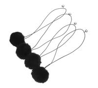 Angoily 4pcs Replacement Cat Tree Hanging Balls with Bells for Cat Scratching Posts Interactive Black Dangling Toys with Dual Elastic Bands Accessory and Towers