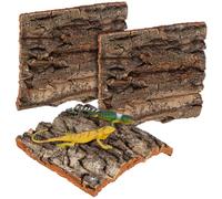 Angoily 4pcs Reptile Cork Bark, Reptile Hide Flats, Natural Tree Bark Enclosure Background Cork Tank Decor Background, Terrarium Decoration for Gecko Lizard Chameleon Snake Bearded Dragon Turtle
