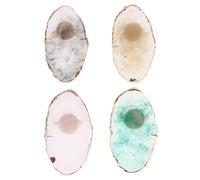 Angoily 4pcs Resin Agate Nail Art Mixing Palettes Set Marble Effect Manicure Paint Tray with 4 Colors Green White Black Mixed for Nail Polish Blending