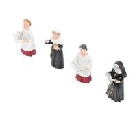 Angoily 4pcs Resin Nun Figurines Set Religious Micro Landscape Ornament Tabletop Home Desktop Decoration for Indoor Garden and Aquarium Scenes