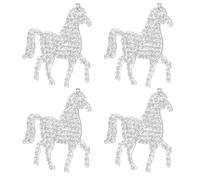 Angoily 4pcs Rhinestone Year of Horse Applique Patches Iron-on Clothing Repair Decorations for Jeans Jackets Backpack DIY Sewing Craft