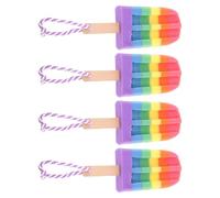 Angoily 4pcs Soft Body Scrubber Bath Sponges Rainbow Grooved Ice Cream Sponge Set for Skin Cleansing and Back Washing in Bathing Routine