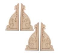 Angoily 4pcs Solid Wood Carved Corner Applique Smooth Polished Decorative Onlays for Furniture Embellishments Natural Wood Trim for Door Cabinets and Home Decor
