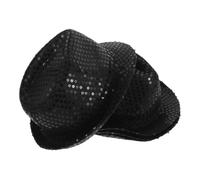 Angoily 4pcs Stylish Black Sequin Hats for Adults, Comfortable Acrylic Jazz Caps for Shows and Parties, Fashionable Sparkly Stage Performance Accessories