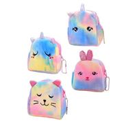 Angoily 4pcs Unicorn Coin Purses Change Storage Bags Plush Mini Animal Bags Small Size Convenient to Find Stuff Lovely Cartoon Style for Daily Use Random Style
