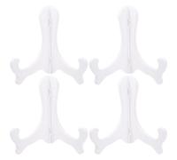 Angoily 4PCS White Ceramic Plate Display Stand Multifunctional Desktop Dish Holder Tea Cake Rack Picture Medal Frame Phone Stand for Home Office