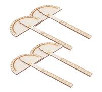 Angoily 4pcs Wooden Protractor Ruler Degrees for Classroom Math Teaching DIY Student Technology Craft Tools Lightweight Portable Precision Angle Measuring Kit