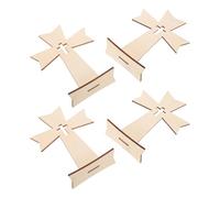 Angoily 4pcs Wooden Tabletop Crosses for Home and Church Altar Standing Religious Decor for Christian Prayer and Christening Decorations Natural Wood Finish for Sacred Worship Spaces