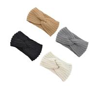 Angoily 4pcs Woven Hairband Ear Protection Headgear Wide-edged Woolen Yarn Hair Band Anti-skid Tear-resistant for Women Hiking Camping