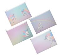 Angoily 4pcs Zipper Pouches Document Holders for Office and Student File Organization Portable Plastic PP File Bags with Opening and Hook for Easy Storage and Travel