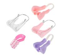 Angoily 5 Pcs Silicone Nose Clip Set for Men and Women Invisible Breathable Nose Corrector and Device Daily and Night Use Pink Purple Colors for Beauty and Massage