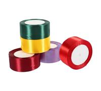 Angoily 5 Rolls Satin Ribbon Set 4Cm Wide Decorative Craft Ribbons for Wedding Chair Backs Flower and Cake Box Wrapping for DIY Present Wrap in Green Purple Red Burgundy Yellow
