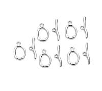 Angoily 5 Set DIY Jewelry Buckles Metal Clasps Copper Plated Silver Ot Buckle Necklace Chain Connector Clasps for Bracelet Anklet Jewelry Making Accessories