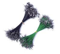 Angoily 50 Pcs Super Strong Wear-resistant Steel Fishing Leader Line with Anti-bite Feature for Protecting Fishing Lures Suitable for Offshore Angling in Green and Black