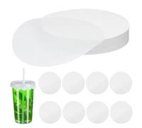 Angoily 500 Pcs Leak-Proof Cup Sealing Papers - 13cm Round Spill-Proof Sealing Sheets for Coffee, Bubble Tea & Takeaway Drinks - Disposable Protective Pad for Spill-Free Travel & Deliver