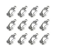 Angoily 50pcs DIY Silver Alloy Prayer Hands Pendant Charms, Zen Gesture Metal Jewelry Accessories for Bracelet Necklace Crafting, Suitable for Handmade Jewelry Making