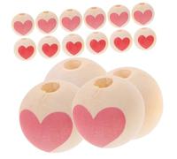 Angoily 50pcs Heart Pattern Wooden Beads DIY Craft Supplies Smooth Surface Loose Beads for Jewelry Making Red and Pink Mixed Colors for Creative Decoration