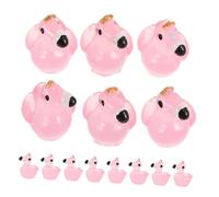 Angoily 50pcs Mini Luminous Flamingo Figurines with Crowns for Dollhouse Decor and Craft Projects Glowing Lawn Flamingo Animal Figures for DIY Necklaces Bracelets Keychains and Accessories