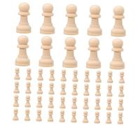 Angoily 50pcs Unfinished Wooden Chess Pieces for DIY Painting Blank Chess Pieces for Board Games Crafting and Replacement