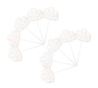Angoily 50Pcs White Cloud Cake Toppers, 3D Birthday Cake Decorating Inserts, Small Short White Cupcake Picks for Shower and Party Supplies