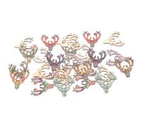 Angoily 50pcs Wooden Elk Pattern Buttons 3.2x2.9cm Mixed Colors DIY Sewing Craft Clothes Accessories for Christmas Decorations and Costume Embellishments Random Color