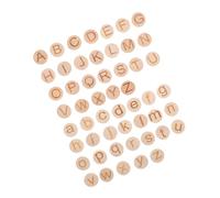 Angoily 52pcs Wooden Alphabet Discs Round Natural Wood Letter Chips with Rounded Edges Early Learning Teaching Tools for Spelling Crafts Montessori Educational Play