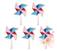 Angoily 5pcs Alloy Brooch Breastpin Creative Lovely Simple Fade Resistant Free from Bad Substances Unisex Badge Decor for Clothing Accessories with Windmill Shape