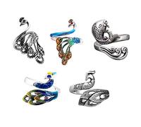 Angoily 5pcs Alloy Knitting Loop Ring Vintage Knitting Ring Unisex Finger for Crochet Stitch Marker
