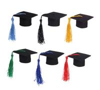 Angoily 5pcs Black Mini Doctoral Graduation Hat Wine Bottle Covers with Tassels, Non-woven Fabric, Adorable Festive Decoration for Wine and Beer Bottles at Graduation Parties