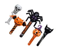 Angoily 5Pcs Inflatable Halloween Sticks Set with Skull Pumpkin Bat Black Spider Enchanted Pumpkin and Black Cat Designs, Terrifying Handheld Party Decorations for and Adults,