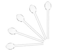 Angoily 5pcs Mini Borosilicate Glass Coffee Stirring Spoons 13cm Tea Mixing Spoons for Espresso and Dessert, Heat Resistant Glass Teaspoon Set for Home and Party Use