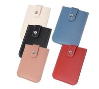 Angoily 5Pcs Multi Slot Pull Out Card Organizer Portable PU Card Holder Sleeves Lightweight Concealed Sleeve Wallets in Blue Red White