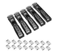 Angoily 5pcs Portable Binder Clip Dispenser with Metal Paper Clamp Refills Compact Push Stapler for Fast Document Organization Handheld File Clips for Office School and Home Use