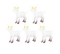 Angoily 5Pcs Pvc Simulation Farm Animals Goats Lambs Sheep Model Figurines for Diy Decor and Wedding Ornaments White