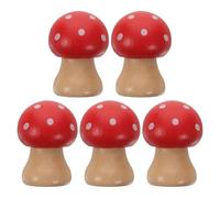Angoily 5Pcs Red Mushroom Memo Clip Holders Set - Wooden Note Display Stand for Desk, Paper Card and Photo Holder, Christmas Table Decoration Accessories