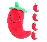 Angoily 5pcs Squeaky Plush Dog Chili Pepper Shape Pet Chew Sturdy Interactive Sound for Puppies and Dogs Training Entertainment