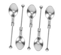 Angoily 5Pcs Stainless Steel DIY Beadable Stirring Spoons for Coffee Soup Dessert Ice Cream Mixing Zinc Alloy Handles for Custom Bead Decoration Smooth Polished Surface for Home Kitchen