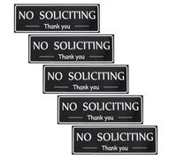 Angoily 5pcs Weatherproof No Soliciting Sticker Set, Self-adhesive Vinyl Decals 10.6x3.5 Inch, Anti-solicitation Sign for Porch, Front Door, Office, and Private Residence