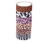 Angoily 6 Rolls Animal Print Washi Tape Set Bright Adhesive Tapes for DIY Scrapbooking Diary Decoration Gift Wrapping with Leopard Tiger Giraffe Cow Patterns
