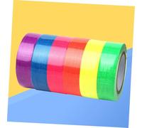 Angoily 6 Rolls Fluorescent UV Cloth Tape Assorted Neon Colors Glow Dark Reflective Tape for Party Stages Studios Halloween Christmas Decorations