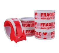 Angoily 6 Rolls Red Fragile Packing Tape with Dispenser Set - Heavy Duty Fragile Sticker Tape for Moving and Shipping Boxes Strong Adhesive Packing Labels for Secure Parcel Sealing